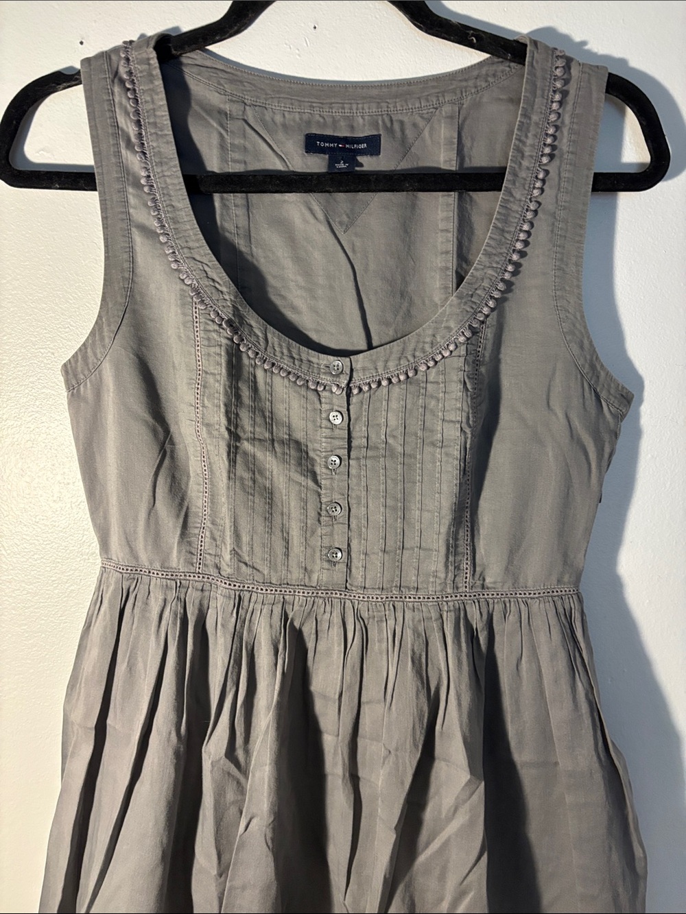 Tommy Hilfiger Grey Scoop Neck Sleeveless Lined 100% Cotton Dress Size 2